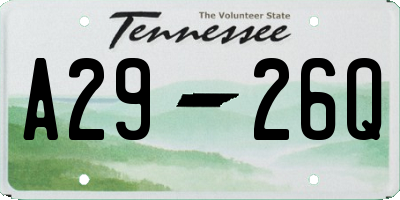 TN license plate A2926Q