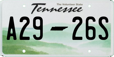 TN license plate A2926S