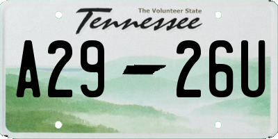 TN license plate A2926U