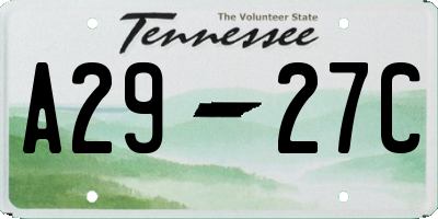 TN license plate A2927C