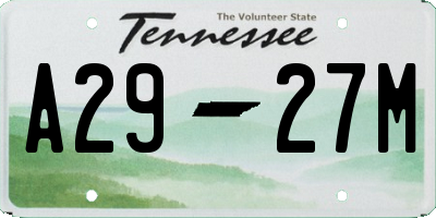 TN license plate A2927M