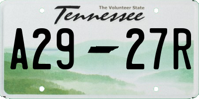 TN license plate A2927R