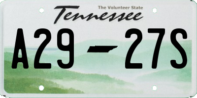 TN license plate A2927S