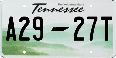 TN license plate A2927T