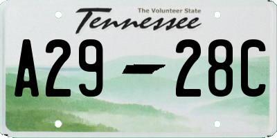 TN license plate A2928C