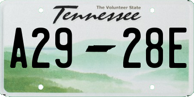 TN license plate A2928E