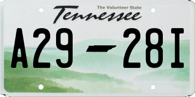 TN license plate A2928I