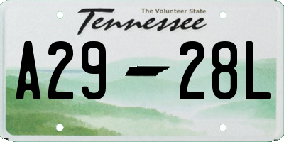 TN license plate A2928L