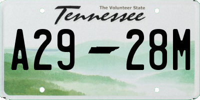 TN license plate A2928M