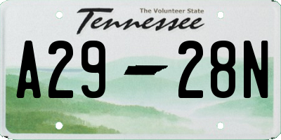TN license plate A2928N