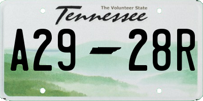 TN license plate A2928R