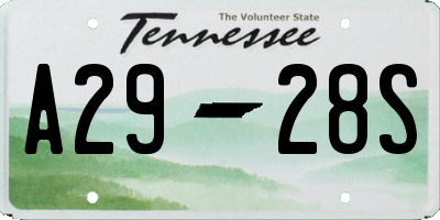 TN license plate A2928S