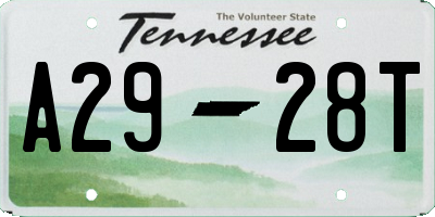 TN license plate A2928T