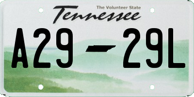 TN license plate A2929L