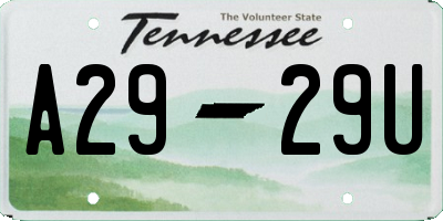 TN license plate A2929U