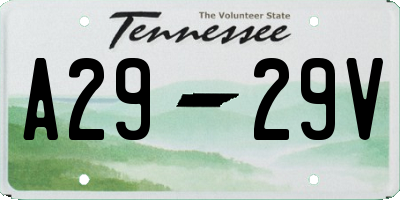 TN license plate A2929V