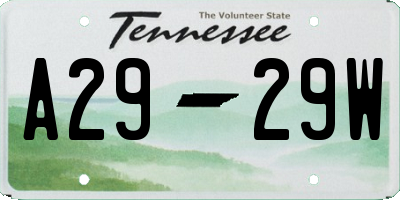 TN license plate A2929W