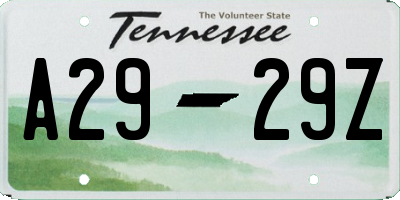TN license plate A2929Z