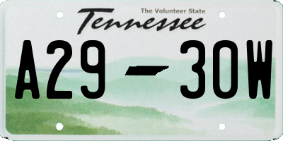 TN license plate A2930W