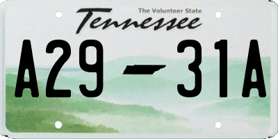 TN license plate A2931A