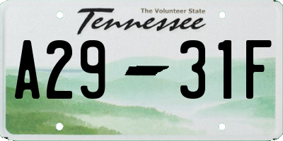 TN license plate A2931F