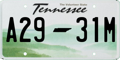 TN license plate A2931M