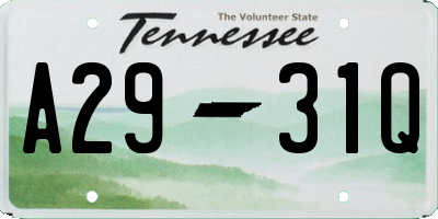 TN license plate A2931Q
