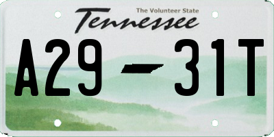 TN license plate A2931T