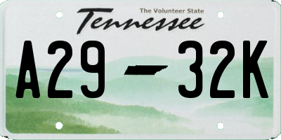 TN license plate A2932K