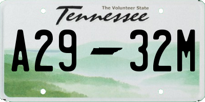 TN license plate A2932M