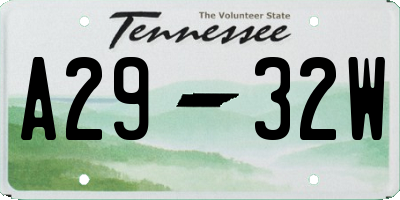 TN license plate A2932W