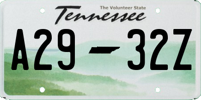 TN license plate A2932Z