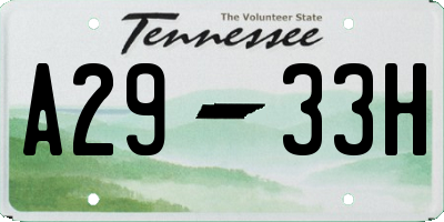 TN license plate A2933H
