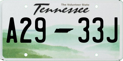 TN license plate A2933J