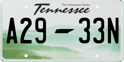 TN license plate A2933N