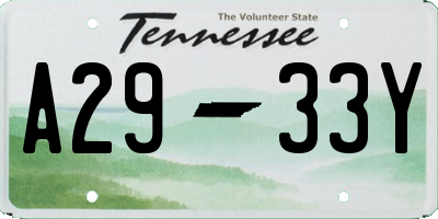 TN license plate A2933Y