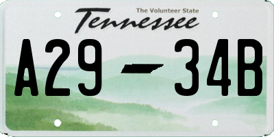 TN license plate A2934B