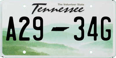 TN license plate A2934G