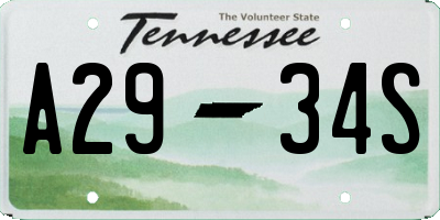 TN license plate A2934S
