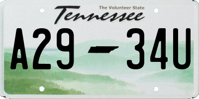 TN license plate A2934U