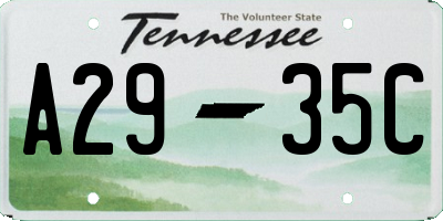 TN license plate A2935C