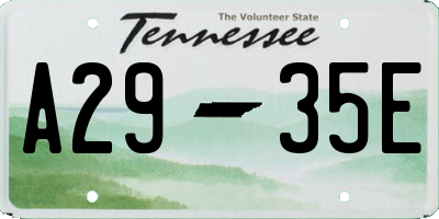 TN license plate A2935E