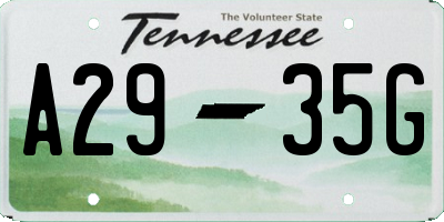 TN license plate A2935G