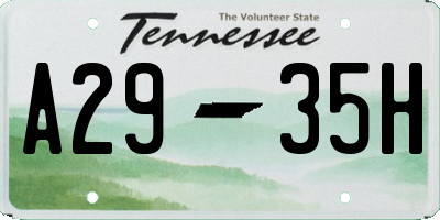 TN license plate A2935H