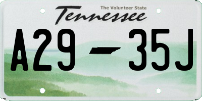 TN license plate A2935J
