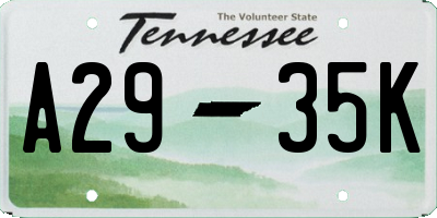TN license plate A2935K