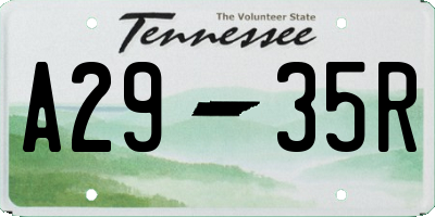 TN license plate A2935R