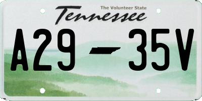 TN license plate A2935V