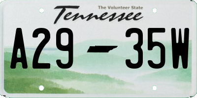 TN license plate A2935W