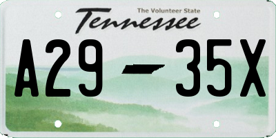 TN license plate A2935X